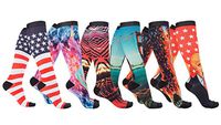 6 Pairs Women's Graduated Compression Printing Trouser Socks 8-15mmHg (621C)