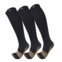 Copper Compression Socks for Men & Women(3 Pairs),15-20mmHg is Best Stockings for Running,Nurses,Athletic,Medical,Pregnancy,Travel-Boost Performance, Blood Circulation & Recovery(Black,Large/X-Large)