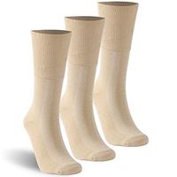 KitNSox Women's Diabetic Socks Over The Calf Thin Cotton Dress Moisture Wicking Loose Top Lightweight Diabetic Crew Socks 3 Pack Beige XL