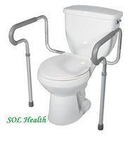 SOL Health Toilet Support Rail Frame Grab Bars | Adjustable Handicap Assist Elderly Disabled Bathroom