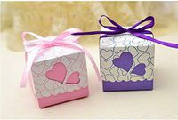 Keyond 100 pcs 2-Inch Purple& Pink Wedding Favor Boxes for Wedding Party Birthday Candy Gifts Decorations Supplies Wholesale (Purple 50pcs & Pink 50pcs)