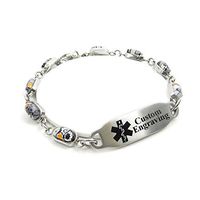 My Identity Doctor - Medical Alert Bracelet for Women with Engraving - 5mm Steel, Glass - Black - Wrist Size 6.25 Inch