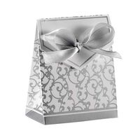 HongHong 50pcs Sweets Golden Vine Pattern Candy Boxes Wedding Party Gift Candy Favour Boxes with Ribbon Ties White 3.7cm 6.7cm 8.3cm