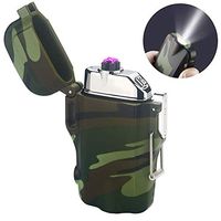 Waterproof Lighter,Outdoor Windproof Flameless Dual Arc Lighter USB Rechargeable Electric Lighter with Flashlight for Camping Hiking Outdoor Survival