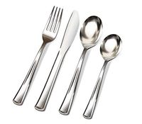 200 Silver Plastic Cutlery Premium Quality Fancy Disposable Silverware Polished, 50 Forks, 50 Knives, 50 Teaspoons & 50 Soup Spoons, Heavy Duty Flatware Utensils for Parties, Weddings