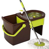 Xiaochongshan Mop bucket set，360 Spin Mop Bucket System With Wheels Microfiber Floor Mop And Stainless Steel Spinning Bucket Set (Color : Brown, Size : 46x27x28.5cm)