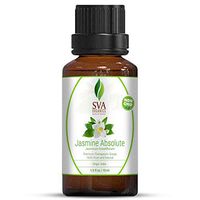 SVA Organics Jasmine Absolute Essential Oil - 10 ml (1/3 fl oz) 100% Pure, Natural and Therapeutic Grade For Moisturized Skin, Soft Hair, Perfume, Aromatherapy