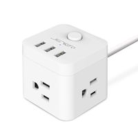 Power Strip Flat Plug, JSVER USB Power Strip, 4.92 Ft Extension Cord with 3 Outlets 3 USB Ports, power cube with usb for Travel, Home, Office, Phones, iPhone X/XS/XR, Tablets, Cruise Ship (White)