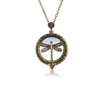 AKOAK 5X Portable Vintage Magnifying Glass Pendant Necklace for Library,Reading Fine Print,Zooming,Increase Vision,Jewelry and Gift (Dragonfly)