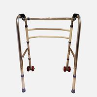 Jonigo Elderly Folding Walker Stainless Steel Patient Walker Four-Legged Cane Wheeled Walker