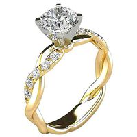 Sunhusing Ladies European Style Luxury Silver Ring Bridal Zircon Diamond Elegant Engagement Wedding Rings(Gold,Size:5)