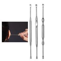 UNKE 3PCS Stainless Steel Double Head Ear Spoon Tools Cleaning Ear Wax Remover