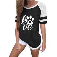 Sunhusing Women's Letter Claw Printed Casual Round Neck Stripe Short Sleeve T-Shirt Loose Plus Size Tops(Black,4XL)