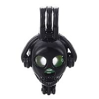 10pcs Black Pearl Cage Beads Cage Locket Pendant Jewelry Making Supplies-For Oyster Pearls, Essential Oil Diffuser, Fun Gifts (Music Skull)