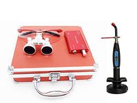 Zgood 3.5x420MM Surgical Binocular Loupes Optical Glass + Headlight + Red Aluminum Box + 1PC LED Cordless Light Lamp Black