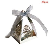 Sixinu 25pcs New Hollow Candy Box Pearlescent Paper Wedding Party Favors Boxes Muslim Eid Mubarak Ramadan Party Decoration