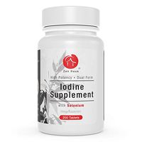 Zen Haus 12.5 mg Iodine and Selenium Supplement Plus Chromium, L-Theanine, Riboflavin (B2) - Thyroid and Immune Support - 200 Tablets - High Potency - Compare to Lugol's Iodine