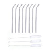 Drinking Straws, Asixx 8PCS Stainless Steel Drinking Straws Beverage Straws with 3 Reusable Cleaning Brushes Kit for Kitchen or Party