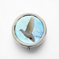 RhyNSky Animal Pigeon Mini Portable Pocket Pill Box Case Holder for Purse, 3 Compartments, Silvery, FS224