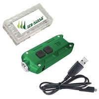 Nitecore TIP USB Rechargeable Keychain XP-G S3 light - 360 Lumens - Choice of 7 Colors w/Eco-Sensa Battery Case (Green + USB cable)