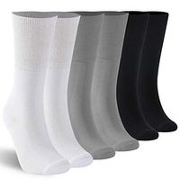 KitNSox Diabetic Cushion Socks Men's Women's Extra Large Cotton Loose Tops Wool Crew Seamless Diabetic Socks Tall 6 Pack Multicolor XL