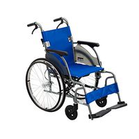 FXNN Transport Wheelchair Wheelchair - Foldable, Ultra Light Portable, Aluminum Alloy Travel Wheelchair for The Elderly Walker (Color : Blue)