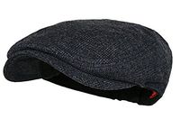 Wonderful Fashion Men's Classic Herringbone Tweed Wool Blend Newsboy Ivy Hat (Small/Medium, Charcoal)
