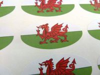 Minilabel Pack Of 48 Wales Flag Seals , 40X20mm Oval Seal Labels, Welsh Dragon Stickers For Gift Wrapping, Presents, Envelopes, Bags Or Cards