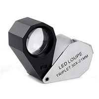 Handheld Magnifying Glass with LED Light HD Lens for Book Reading, Jewelry Identification, Watches, DIY Crafts Carving and Repair(30X), A 27 * 47mm