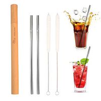 Angelbobo Set of 2 Stainless Steel Metal Straws 8.5'' Reusable Drinking Straws for 30 oz or 20oz Tumbler, 2 Cleaning Brush Included