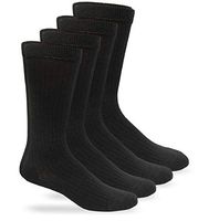 Carolina Ultimate Mens Non-Binding Diabetic Rib Dress Crew Socks 4 Pair Pack (Shoe Size: 9-13 / Sock Size: 10-13, Black)