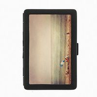 Perfection In Style Black Color Metal Cigarette Case Vintage Beach Design 002