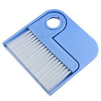 MXY Broom and Dustpan Set Plastic Handle Mini Corner Cleaner Angle Brush for Sofa, Desk, Car Mat, Bed, Keyboard and More (Blue)