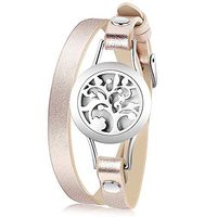 Essential Oil Diffuser Bracelet,Stainless Steel Aromatherapy Locket Bracelets Leather Band with 8 Color Pads,Girl Women Jewelry Gifts for Mom