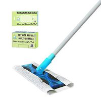 Guay Clean Flat Mop Sweeper Cleaning Kit with Adjustable Handle - Includes 10 Wet and 20 Dry Mop Pad Refills - Home and Office Floor Cleaning - Blue