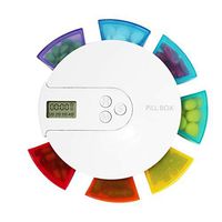 TOPBATHY 1pc Automatic Pill Dispenser Digital Weekly Pill Organizer 7 Colored Compartments with Alarm Reminder for Supplements