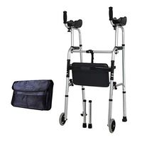 Height Adjustable Folding Standard Walkers, Lightweight Adult Walkers for Seniors, Portable Medical Trigger Release Handicap Medical Walkers,DualUse+Seat