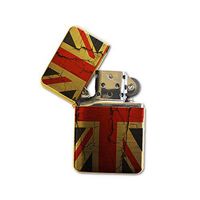 Union Jack Flag - Gold Lighter Windproof Flip-Top Refillable with tin Gift Box