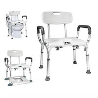 OMLTER Folding Bedside Commode Transfer Bench Adjustable Height, Non-Slip Seat, Bath Shower Bench Chair Fits Any Bathroom for Elderly, Disabled, 300 Lbs Capacity