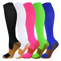 Copper Compression Socks for Women and Men(20-30 mmHg) - Best Medical for Running, Athletic, Nurses, Pregnancy, Flight, Travel, Circulation & Recovery (Assorted, S/M)