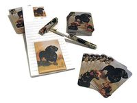 Dog Lover's Gift Set! - 4 Piece Bundle- One Custom Fine Art Writing Pen, One Matching Magnetic List Pad, One Matching Decorative Magnet, One Matching Deck Playing Cards (Dachshund Black)
