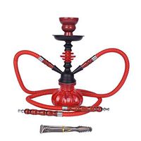 Double Hoses Glass Hookah Set Travel Shisha Pipe with Ceramic Flavors Bowl Metal Charcoal Tongs Chicha Accessories,Red