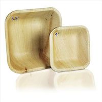 PrimeQ [25 Count] Palm Leaf Square Soup Bowls (5.5 Inch) Environmentally Friendly & Natural