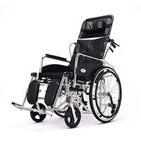 FXNN Transport Wheelchair Adjustable Wheelchair - Flat Reclining High Back Wheelchair with Toilet Elderly Disabled Folding Wheelchair Prevent Dumping Design Walker (Color : Black)