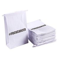 Vomit Bags - 50 Pack Disposable Paper Barf Bags - Self-Sealing Throw Up Bags F-Cancer Design for Motion Sickness, Car Sickness, White, 6 x 9 x 2.7 Inches