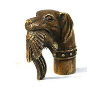 SUVERAAN Chinese Carved Brass Dog Bitten Birds Statue Cane Walking Stick Head
