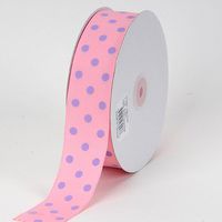 BBCrafts Pink with Lavender Dots Grosgrain Ribbon Polka Dot 3/8 inch 50 Yards