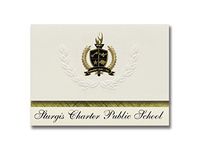Signature Announcements Sturgis Charter Public School (Hyannis, MA) Graduation Announcements, Presidential style, Basic package of 25 with Gold & Black Metallic Foil seal