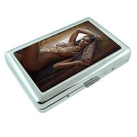 Persian Pin Up Girls Persia S1 Silver Cigarette Case Metal Wallet Id Holder King & 100's 4" X 2.75" RFID Protection