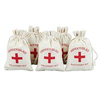 vLoveLife 10pcs Wedding Party Favor Bags 4x6 inch RED Glitter Cross Bachelorette Hangover Kit Bags Recovery Kit Bags Survival Kit Bags Cotton Muslin Drawstring Bag